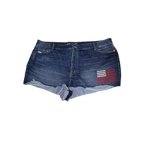 Old Navy Shorts Womens 26 O.G. Straight Jean High Rise Cut Off‎ Flag Blue Denim